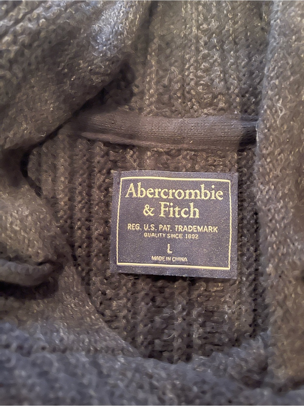 Abercrombie & Fitch Black Ribbed Knit Sweater Hoodie